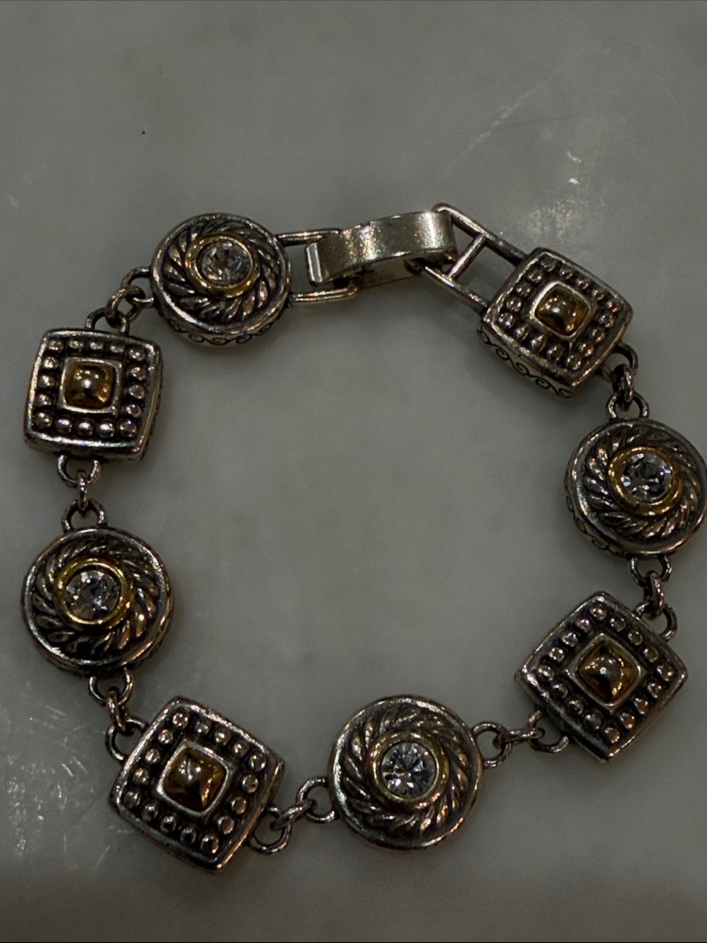 Brighton Reversible Bracelet Cable Cookie Circle & Heart Basket Weave 7.5"